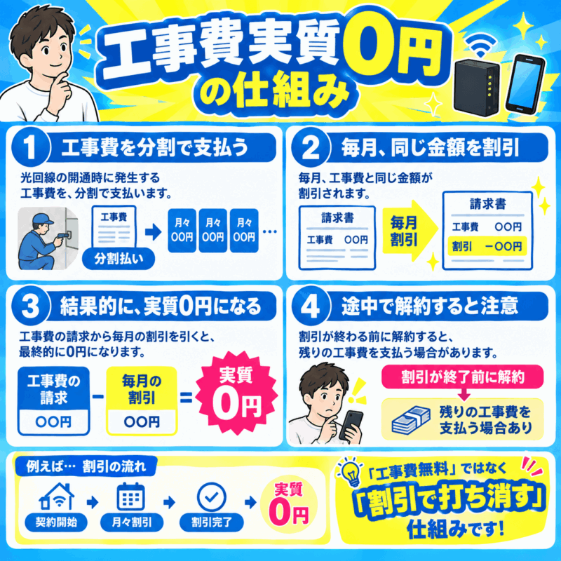 工事費実質0円の仕組み