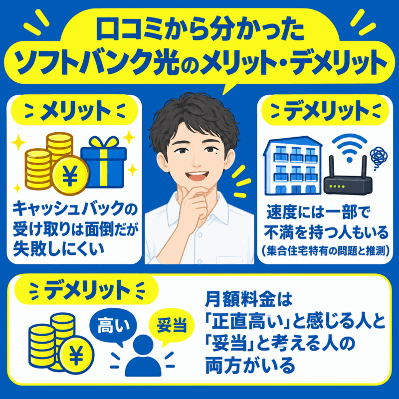 口コミから分かったソフトバンク光のメリット・デメリット