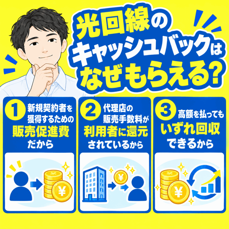光回線のキャッシュバックはなぜもらえる？